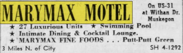 Marymax Motel - Sept 1961 Ad